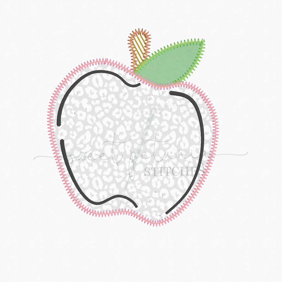 Apple Apples Apple Picking Back to School Kindergarten Teacher Zig Zag Stitch Applique Machine Embroidery Design