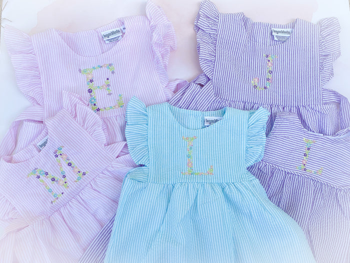 Seersucker Dress with Side Ties